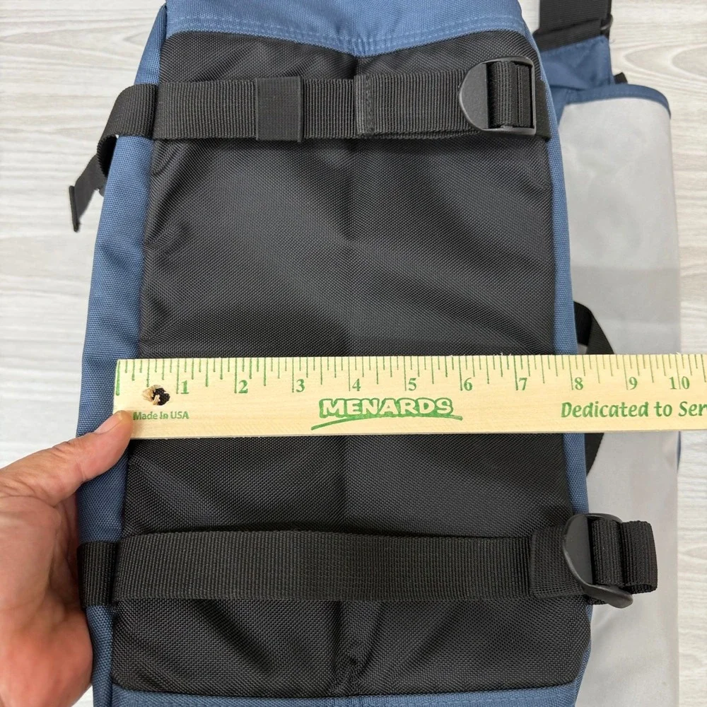 Eddie Bauer Messenger Bag Blue Grey Canvas Crossbody Laptop Travel Commuter Bag